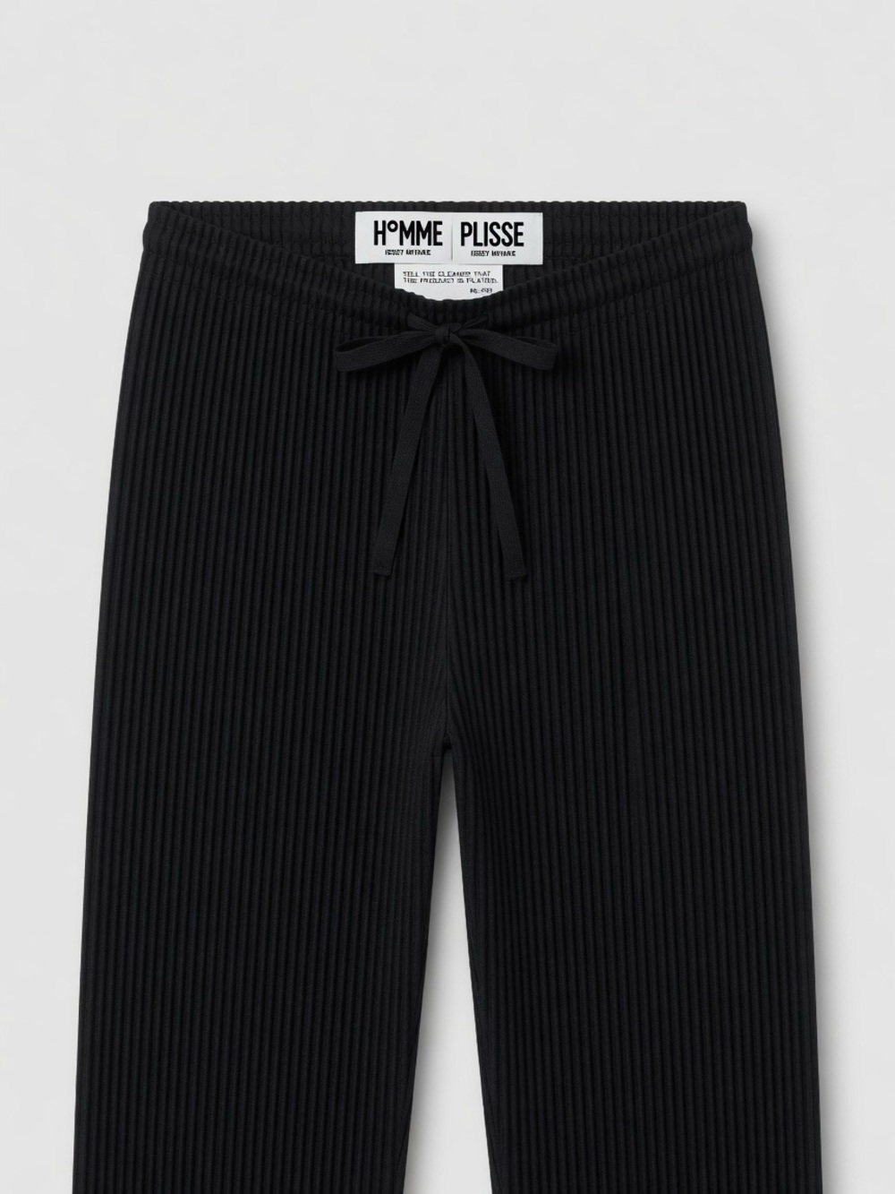 Issey Miyake Homme Plissé Black Ribbed Drawstring Pants
